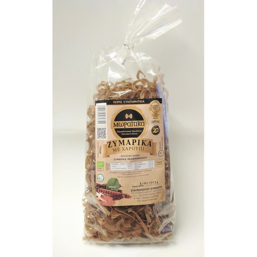Βιολογικά ζυμαρικά με Χαρούπι - Μωραΐτικα