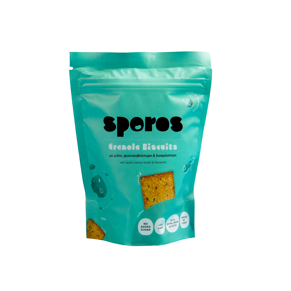 Granola Biscuits με μήλο, φυστικοβούτυρο & λιναρόσπορο - Sporos