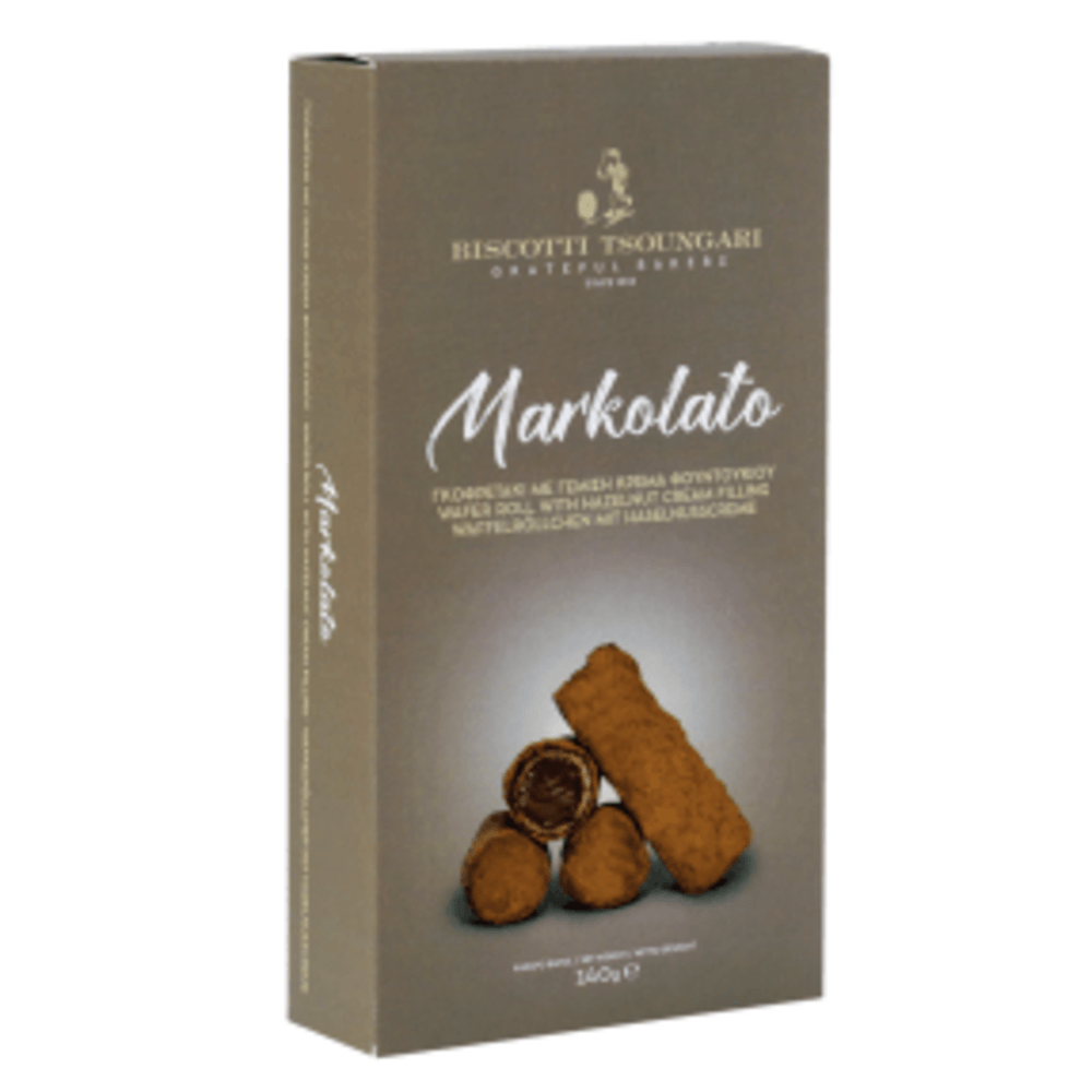 Γκοφρετάκι με κρέμα φουντουκιού Μarkolato - Biscotti Tsoungari